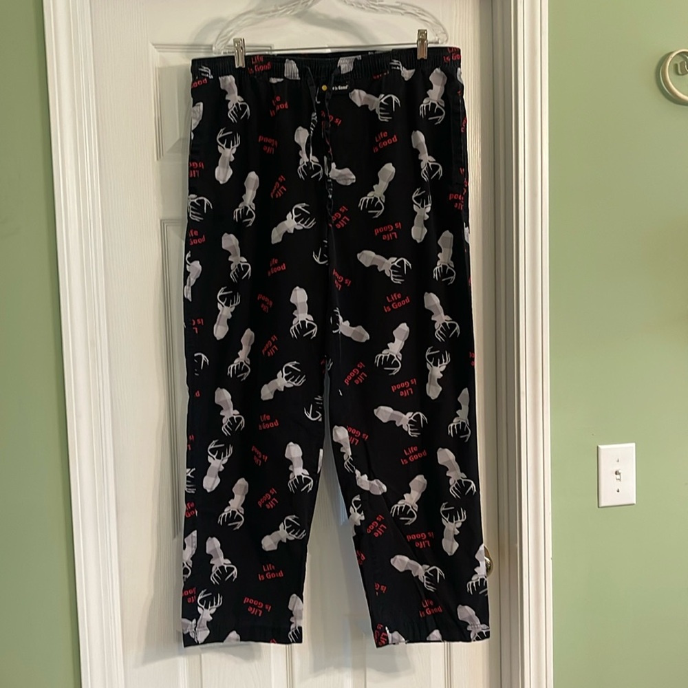 Men's Life Is Good Deer Pattern Sleep Pants-Sz XL